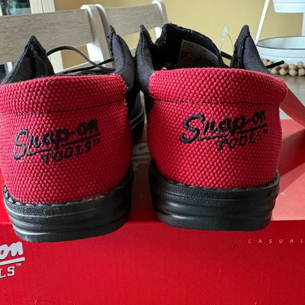 New Snap On Black Slip-On Shoes with Red size 7 smoke free home.